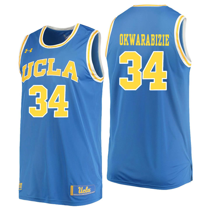 UCLA Bruins #34 Ikenna Okwarabizie Blue College Basketball Jersey